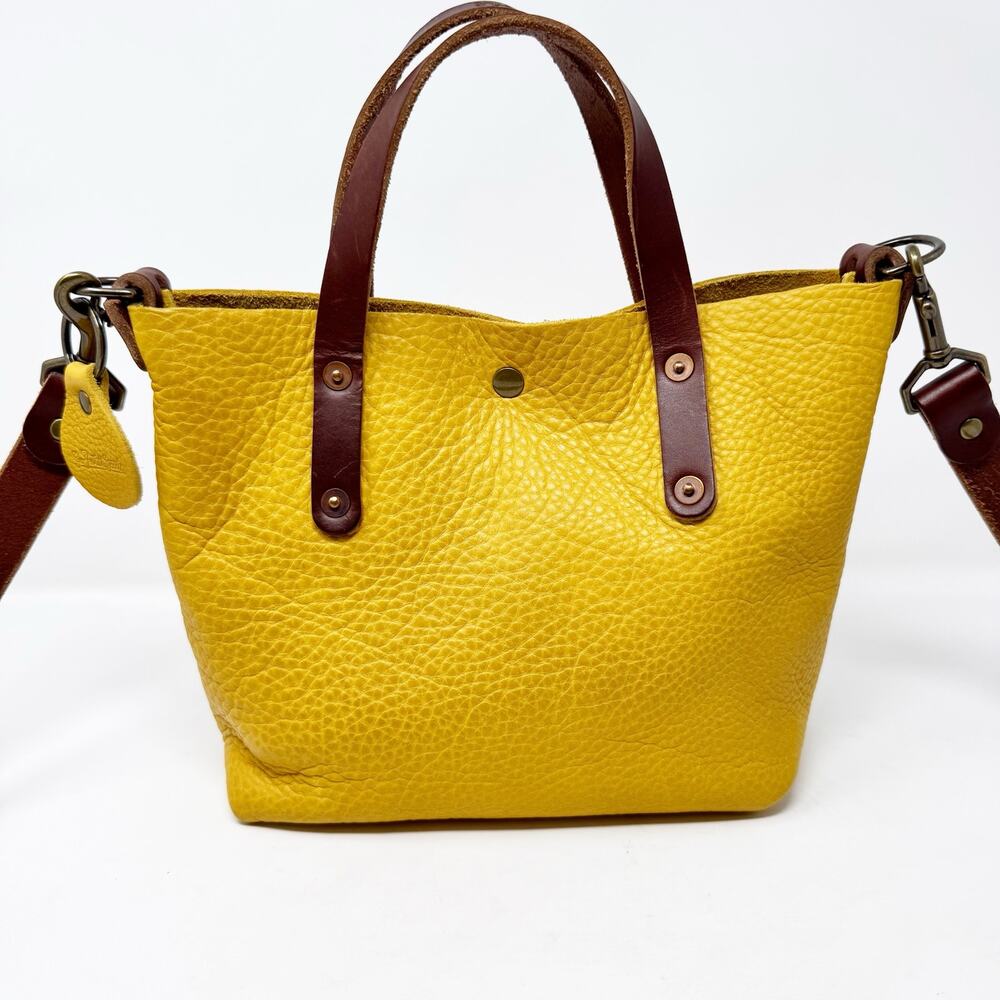 Go Forth Goods Avery Golden Sun Leather Crossbody Tote Handmade USA Quiet Luxury - Picture 2 of 10